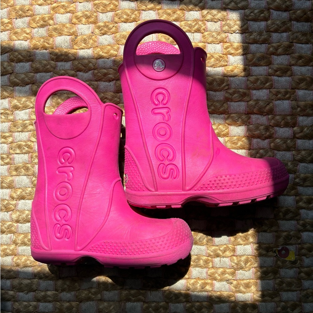CROCS Kids Vibrant Pink Rain Boots